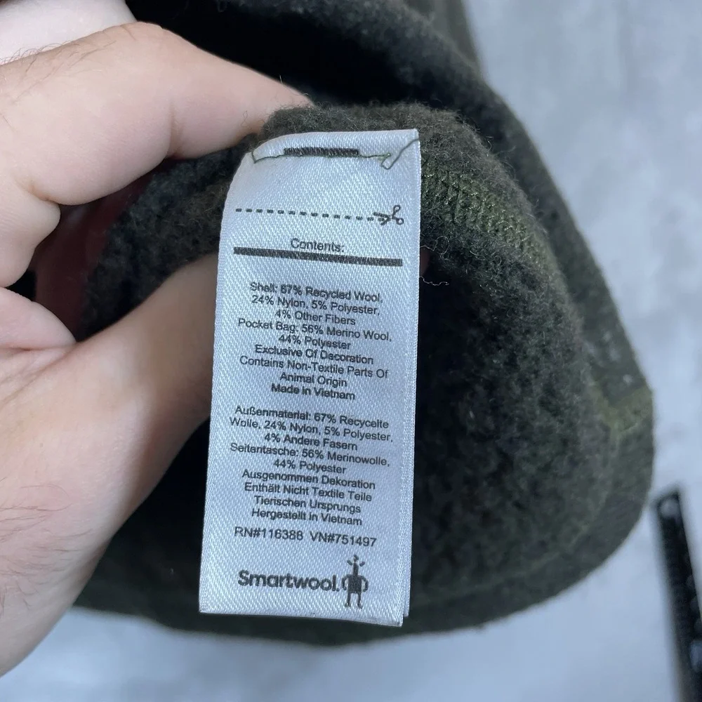 Smartwool Echo Lake Half Zip Sweater Mens M/L Wool Blend Fleece Olive Green